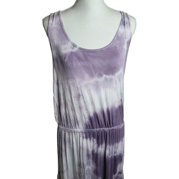 Beach Break Maxi Dress Tiered Purple Tie Dye Summer Swim Cover Sun Womens Small - Picture 6 of 9
